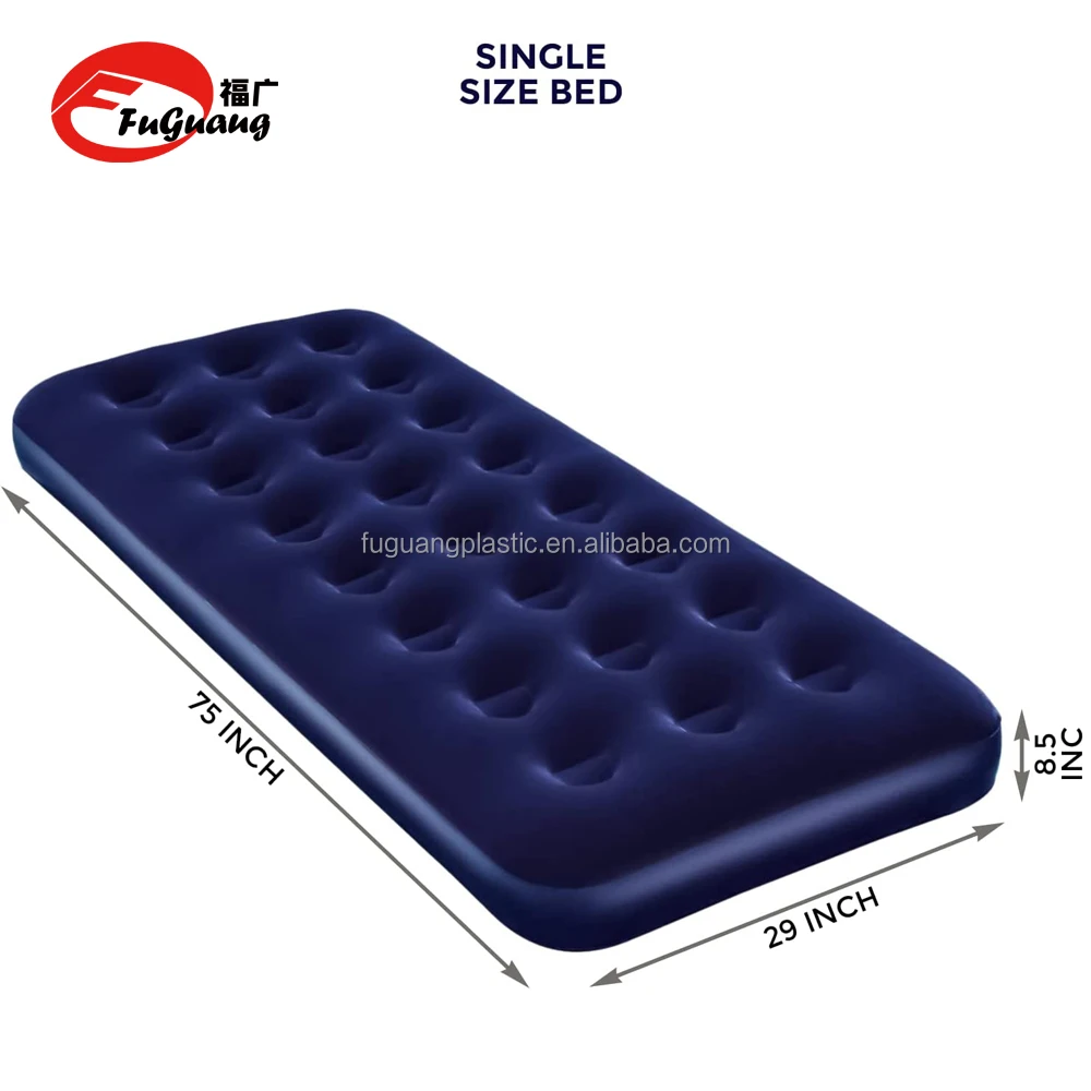 Deluxe Single Flocked Airbed for camping A, Blow up Bed, Camping air Mattress, Outdoor Air Mattress with 24 Coils Beam