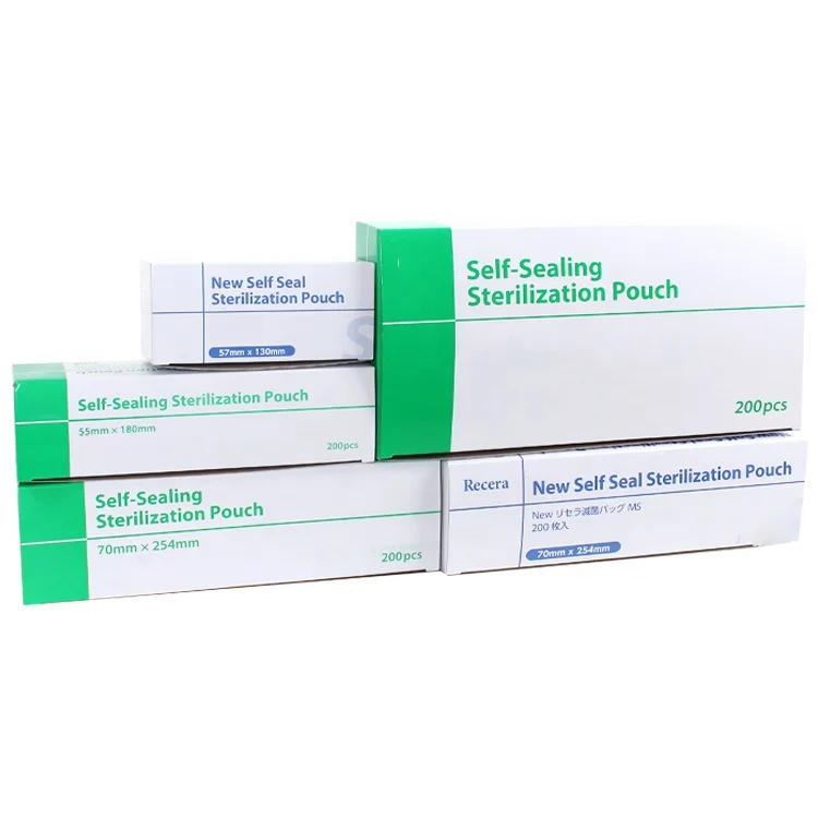 Medical grade steam OE sterile 1000 self sealing sterilization pouch bag clear blue for nail tools