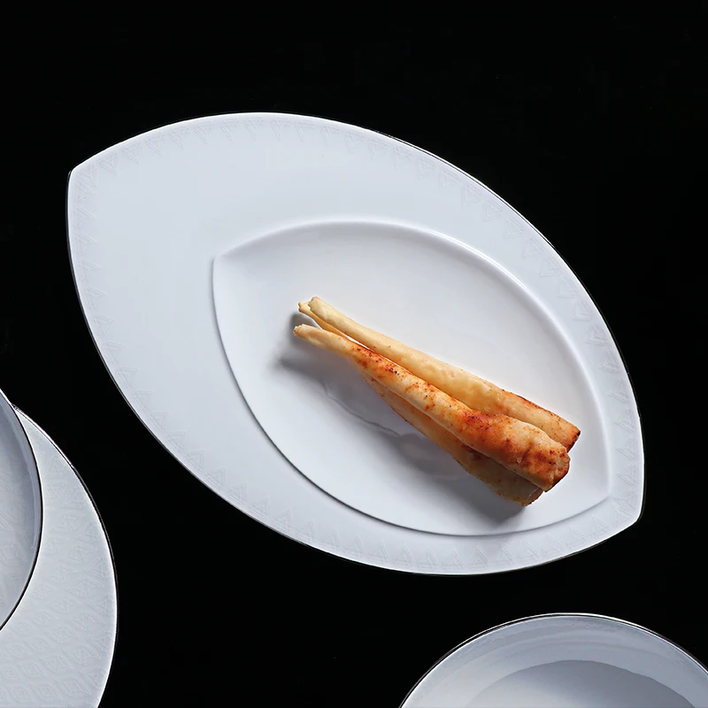 B2 White Porcelain Dishes For Restaurant Stoneware Dinnerware Set Supplies Bone China Disposable Plates Under Plate