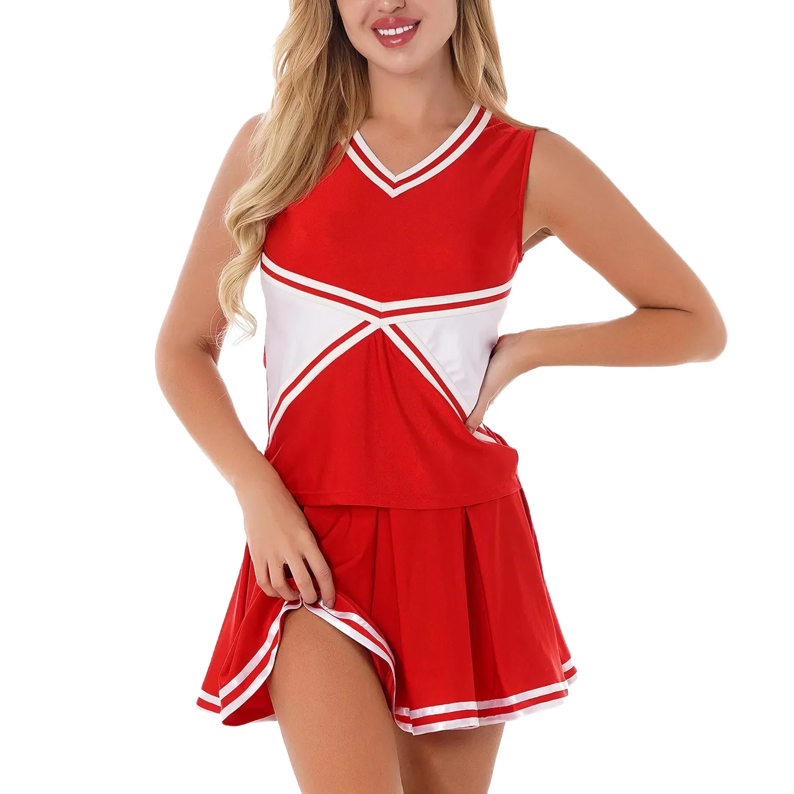New Style Cheerleading Uniforms Fit Tops and Shorts Blue cheerleading clothes Sleeveless Cheer Practice Wear