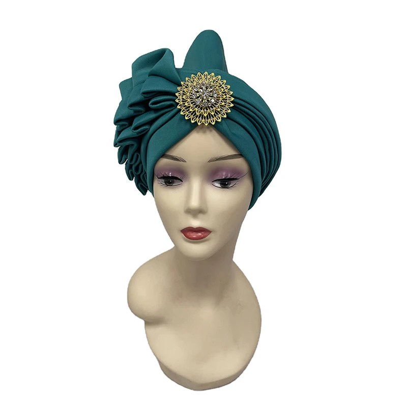 Women Muslim Turban Cap Space Cotton Bonnet Crystal Accessories Turban Hat 2023 Latest Style Fashion Outdoor Decorate Ornament