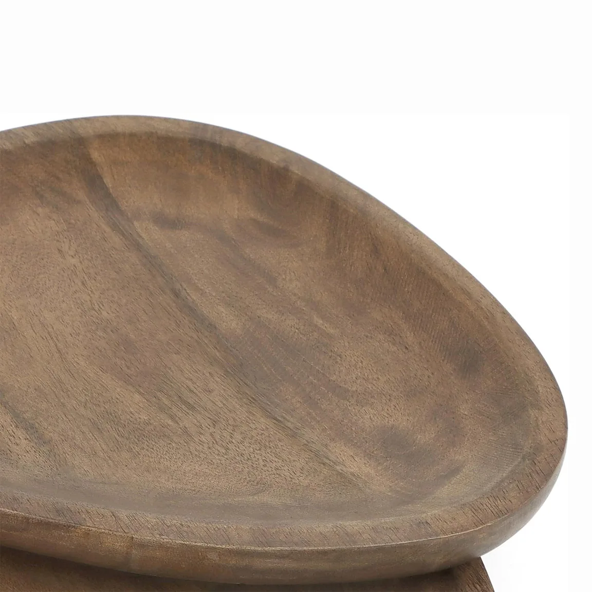 Mango Wood Serving Platters Set of 2 Fruit Snack Serving Wooden Plates Decorative Vanity Platter Tray Kitchen Bathroom Organizer