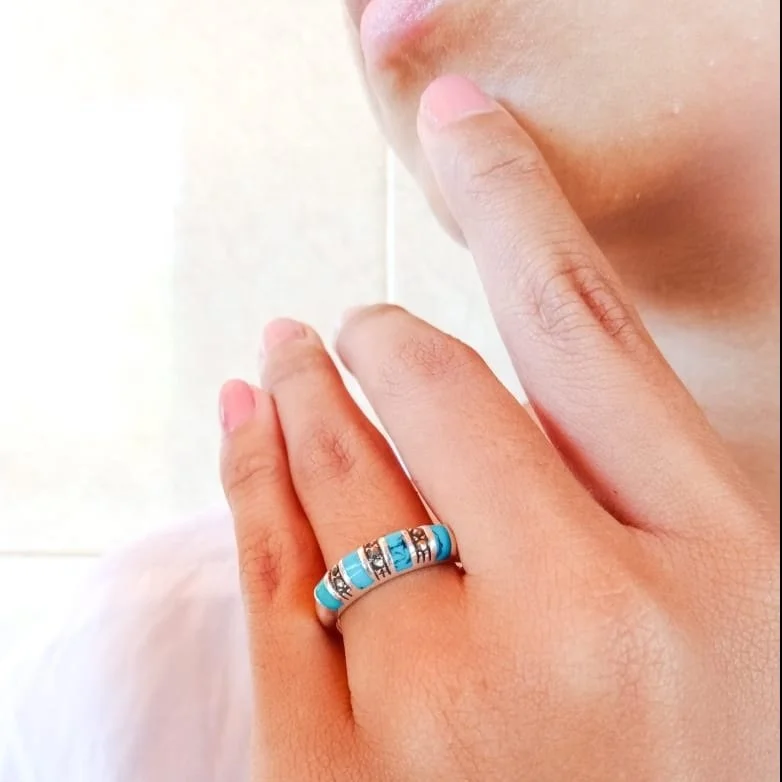 NY-R043- Silver And Resin Inlay Custom Jewelry Sterling Silver Women Fashion Ring