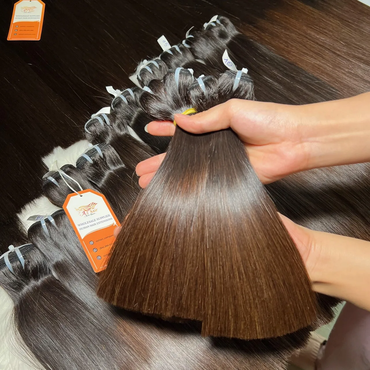 Best Selling Hot Color Brown Tip Ombre Mixed Color Bone Straight Vietnamese Cambodia Human Hair Wholesales