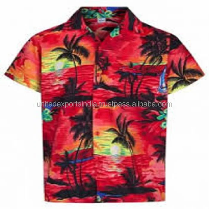 Hot Sale Hawaiian beach Shirts for mens Polyester micro digital printed multiple color options from india