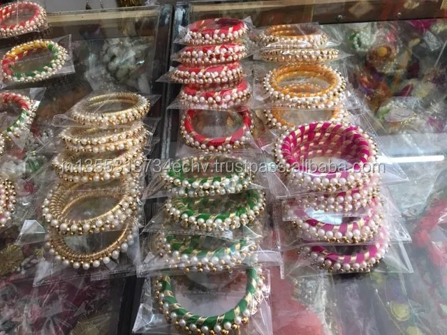 Indian Handmade Bangle Silk Thread Gotta Bangles Bracelet with Pearls for women