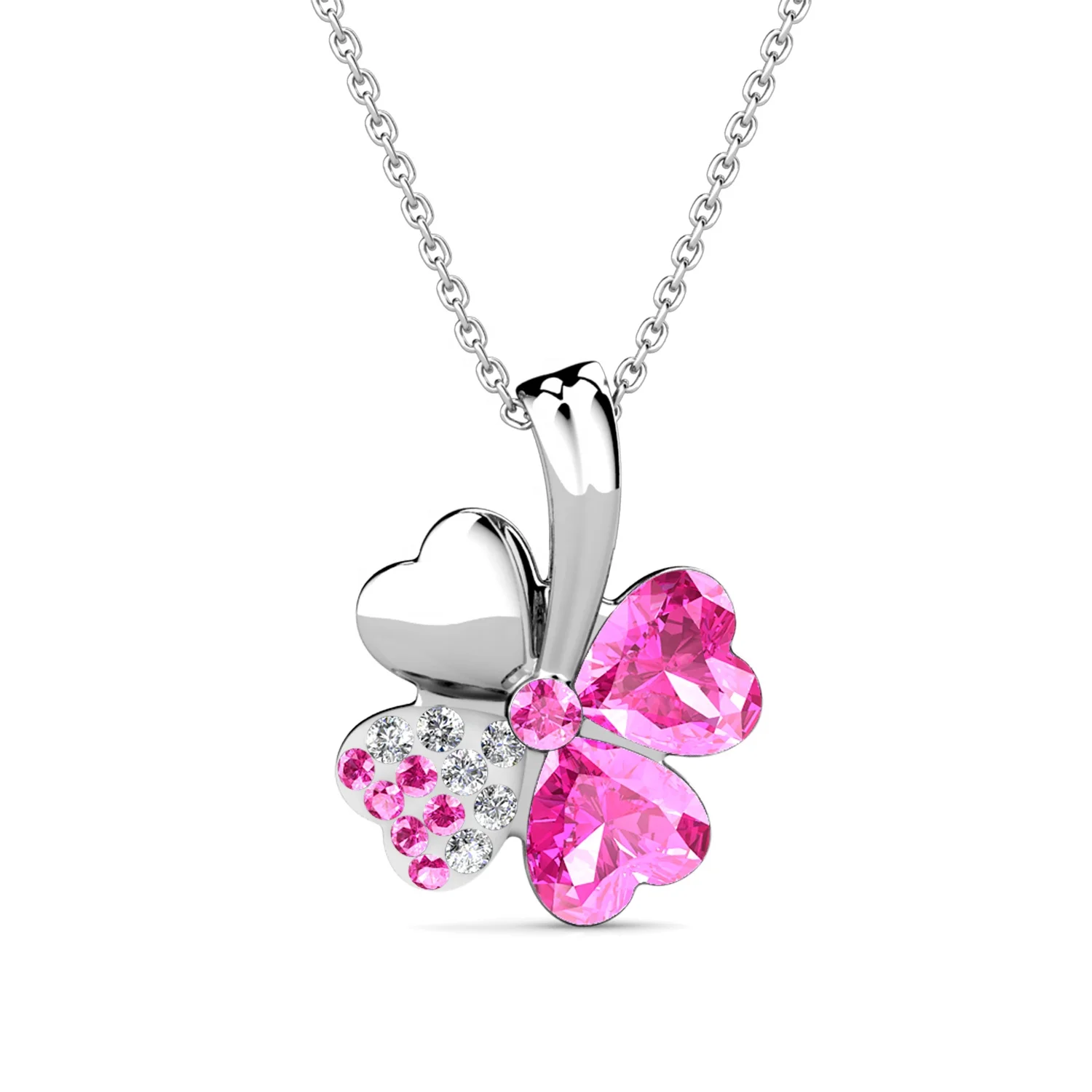 925 Sterling Silver Premium Austrian Crystal Jewelry Hot Product Flower Pendant Four Leaf Clover Necklace Destiny Jewellery