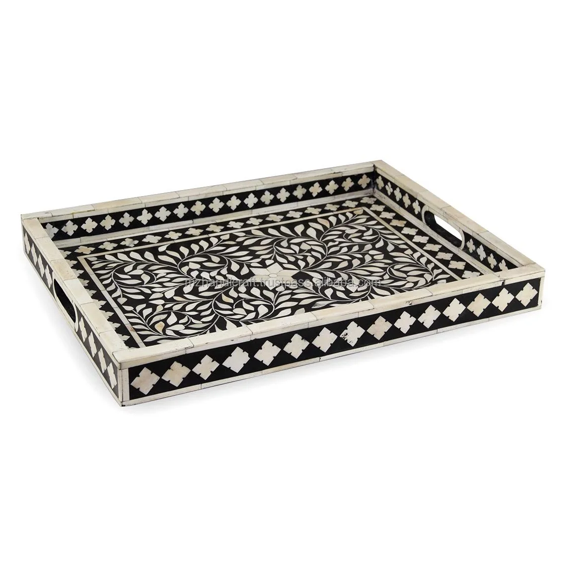 Rectangular Top bon Serving Tray bone and resin Inlay Tray Best Selling New Handmade bone and resin Tray By Axiom Home Accents