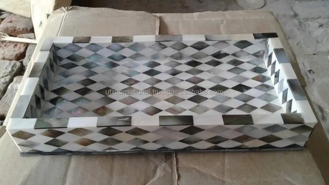  Высокая сервировочная поднос с перламутровой инкрустацией для использования в офисе ресторане отеле и дома