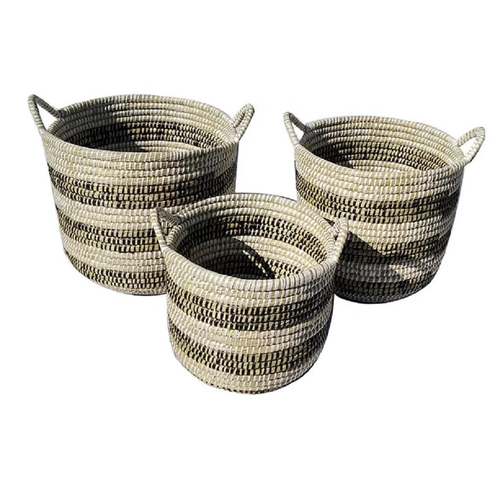 Best quality customized products of Kans Grass & Plastic Ribbon eco-friendly handmade Cheap Price Round Balti