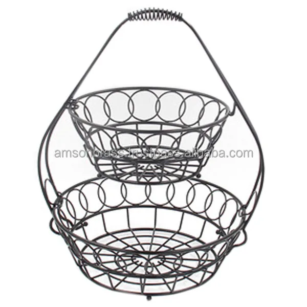 Eco-friendly Handmade Wire Mash Basket Kitchen Storage Basket French Iron Wire Basket for Home Storage