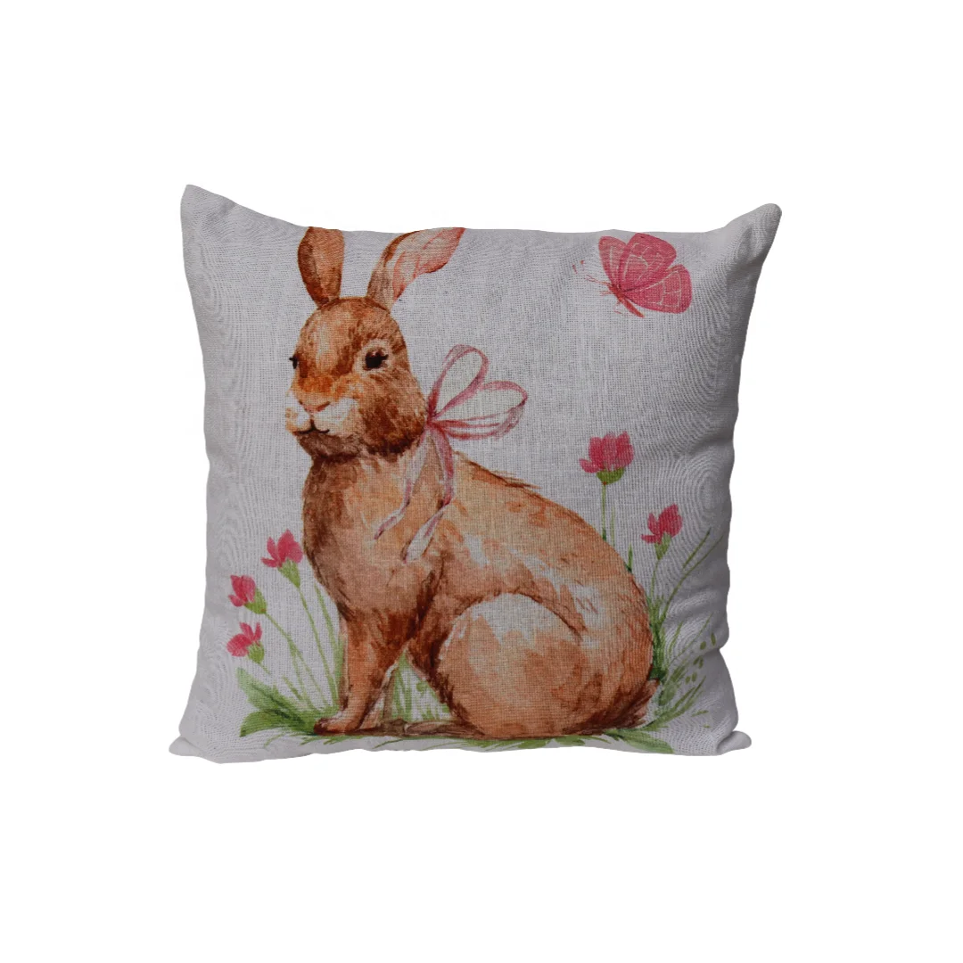 Christmas Series 18x18 Inches Linen Pillow Covers Animal and Letters Printed 100% Silk Zipper Closure for Home Decor