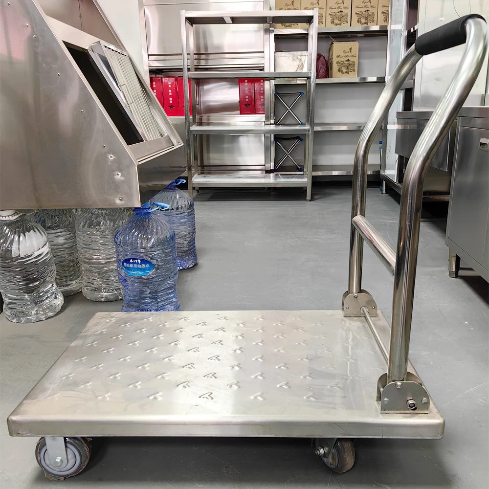 120*70cm 1000kg Stainless Steel Trolley Cart Anti-Corrosion Foldable Platform Trolley For Delivery