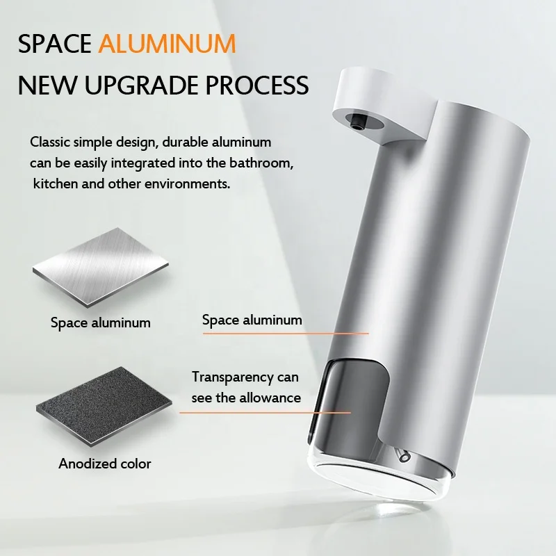 P5 Rechargeable Aluminum Foam Auto Soap Dispenser 330ML Automatic Foaming Sensor Liquid Dispenser Hand Wash Machine 2 Gears IPX6