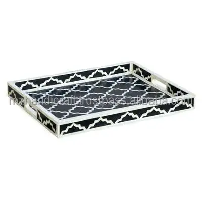 Rectangular Top bon Serving Tray bone and resin Inlay Tray Best Selling New Handmade bone and resin Tray By Axiom Home Accents