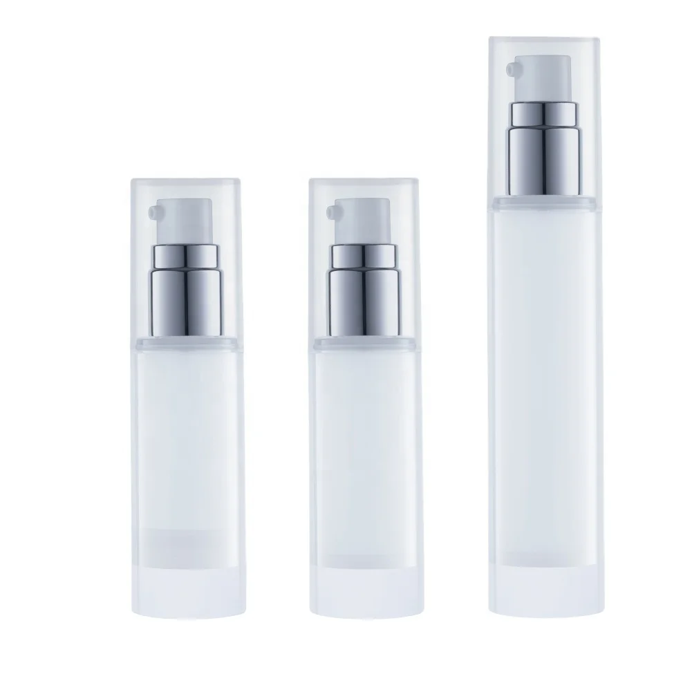 (Образец) 50 мл 30 мл 45 мл 25 мл PP белая круглая Вакуумная бутылка с насосом, поставщики косметических вакуумных бутылок (серия AIRB)