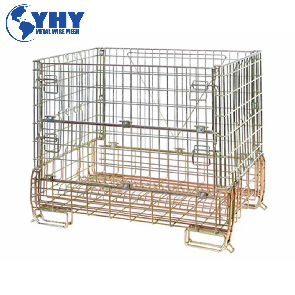 Stackable Wire Mesh Metal Pallet Folding Warehouse Lockable