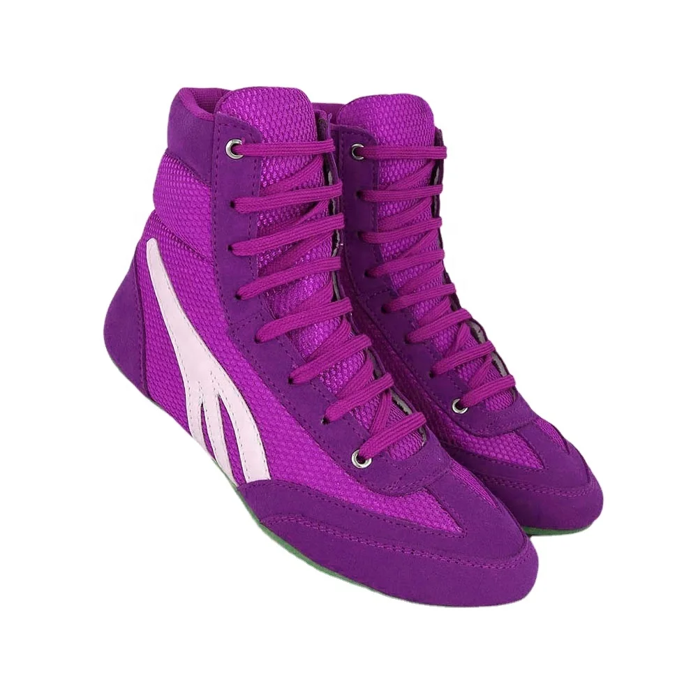 Wholesale Hot Sale Suede Leather Upper Rubber Soul Comfortable Long Heel Muay Thai Classic Professional Fighter Boxing Shoes