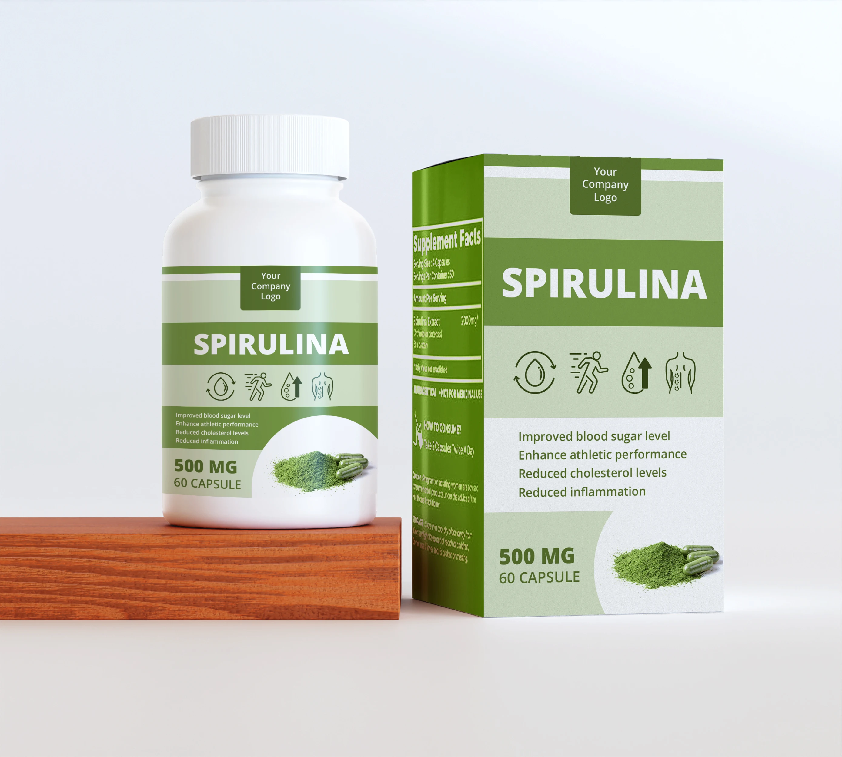 Spirulina Capsules Boost Energy & Immunity Supports Weight Management Manufacturer Direct Supply  Private Label Available