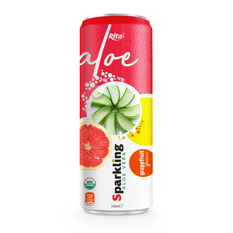 Sparkling  Aloe Vera Juice  Fruit Flavor Drink Canned  Carbonated Aloe Vera  320ml Natural Juice Flavored carbonated drinks
