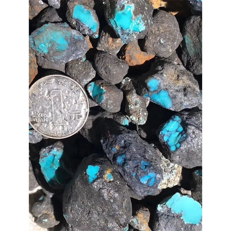 shiny bule-color top quality turquoise precious stone material rough