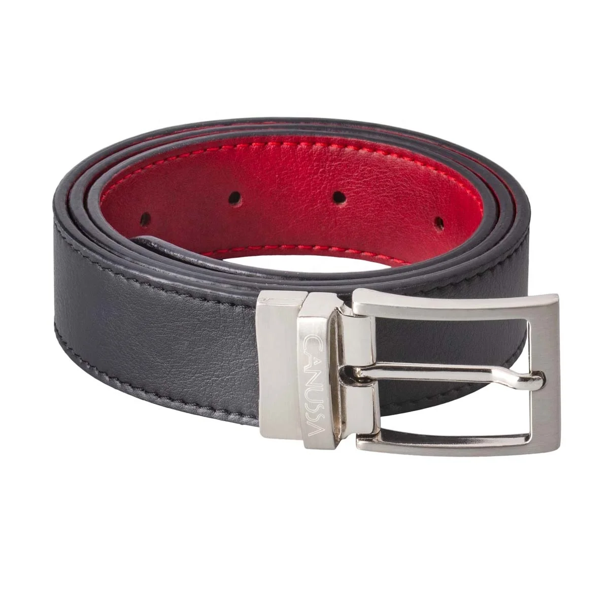 Reversible Belt Black Leather One Side Brown the Other Chrome Twist Buckle 34mm Wide Nicely Gift Boxed Smart or  Casual to Fit