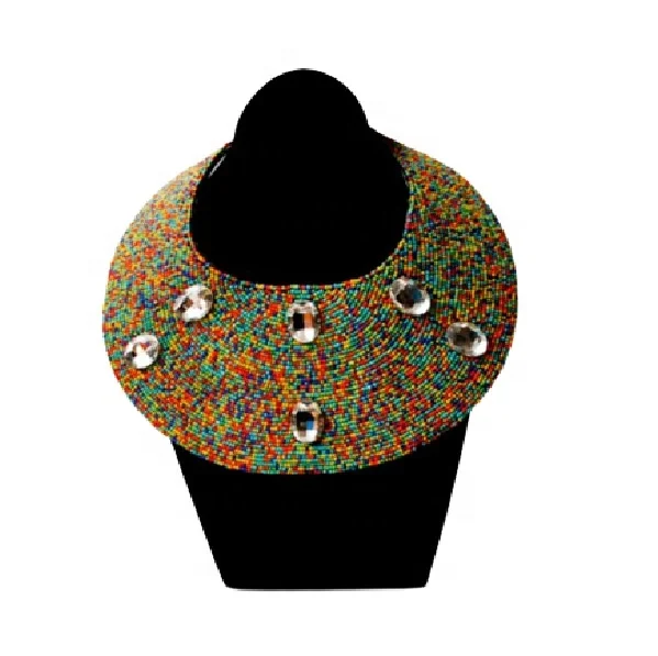 Custom Design High Quality Glass Beads Embroidered African Necklace Girls and Woman Hot Selling Product Alibaba Top Seller