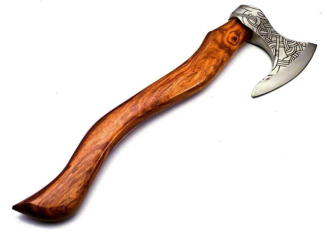 Custom Hand Forged Hatchet Carbon Steel Axe with Sheath | Rose Wood Handle