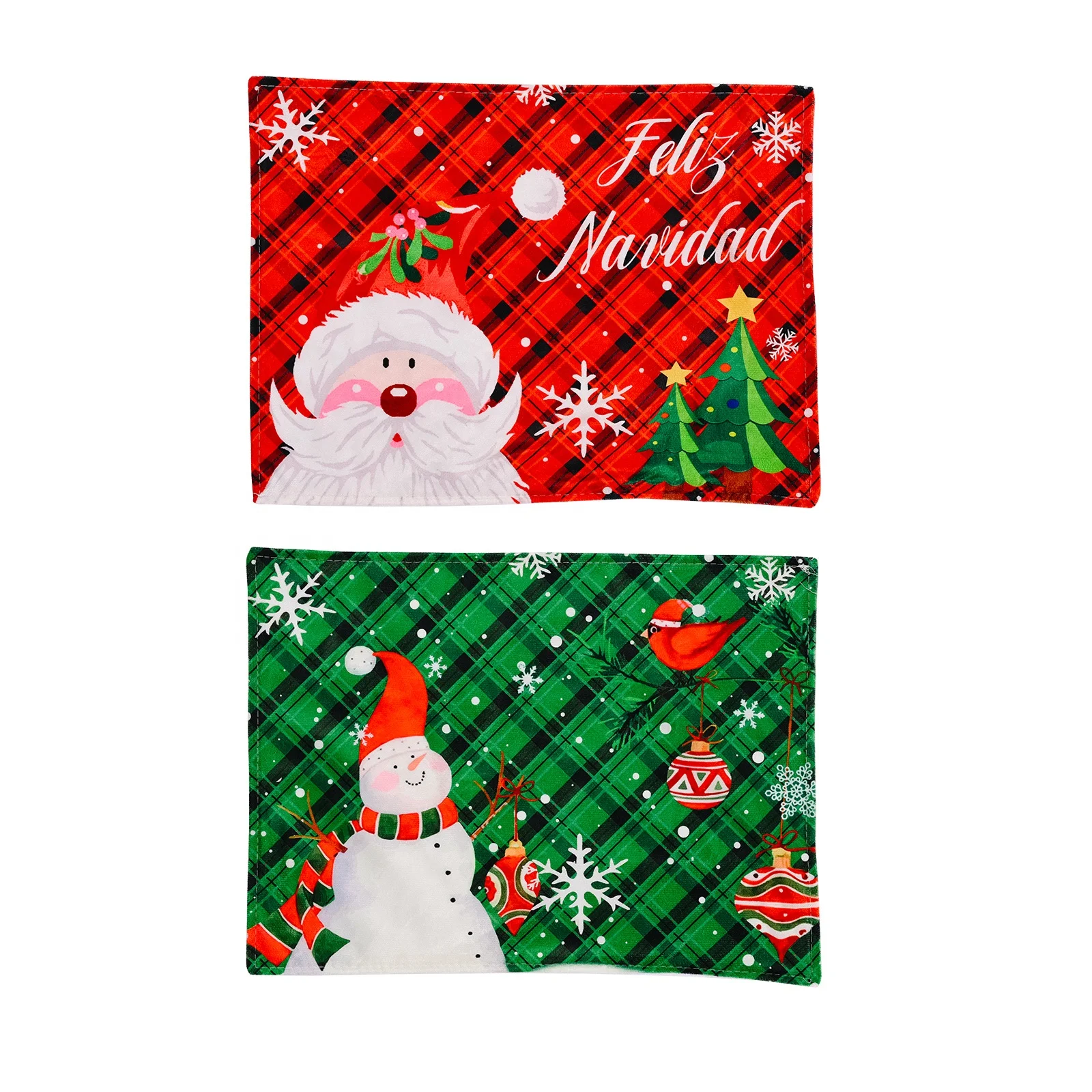 Green Snowman Plaid Placemat