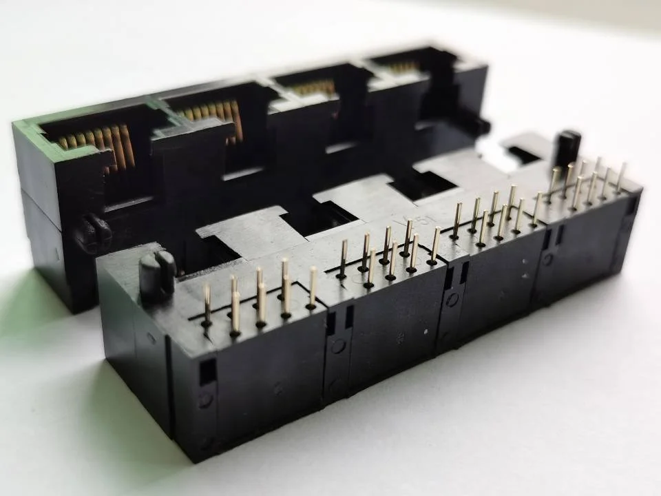 Цена по прейскуранту завода-изготовителя вертикальный rj45 разъем 4 порта PCB jack женский модульный