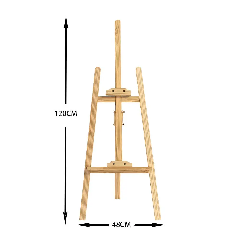 Standing Large Easels 120CM Adjustable Pine Wooden Artist Easel for Painting Sketch Oil Painting Display Stand