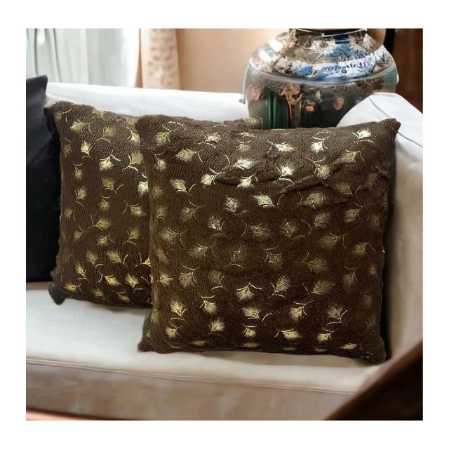 Ultimate Classy Simple Luxury Gold Leaf Collection Embroidered 45*45cm Pillow Case Sofa Cushion Pillow Cases Home Decoration