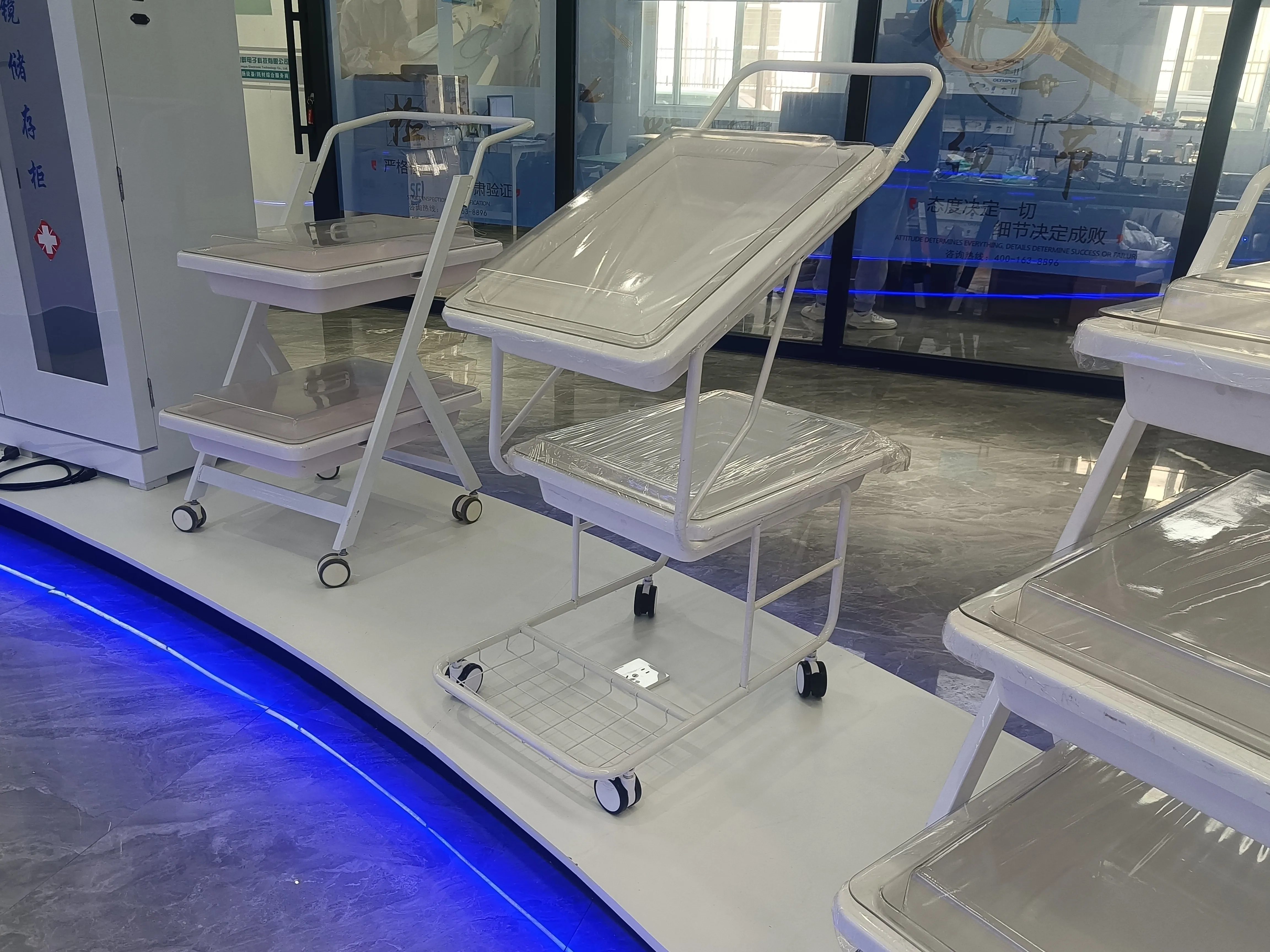 Hospital Medical ABS Instrument Trolley Plastic Patient Nursing Treatment Trolley/Cart with 2 Layers OEM