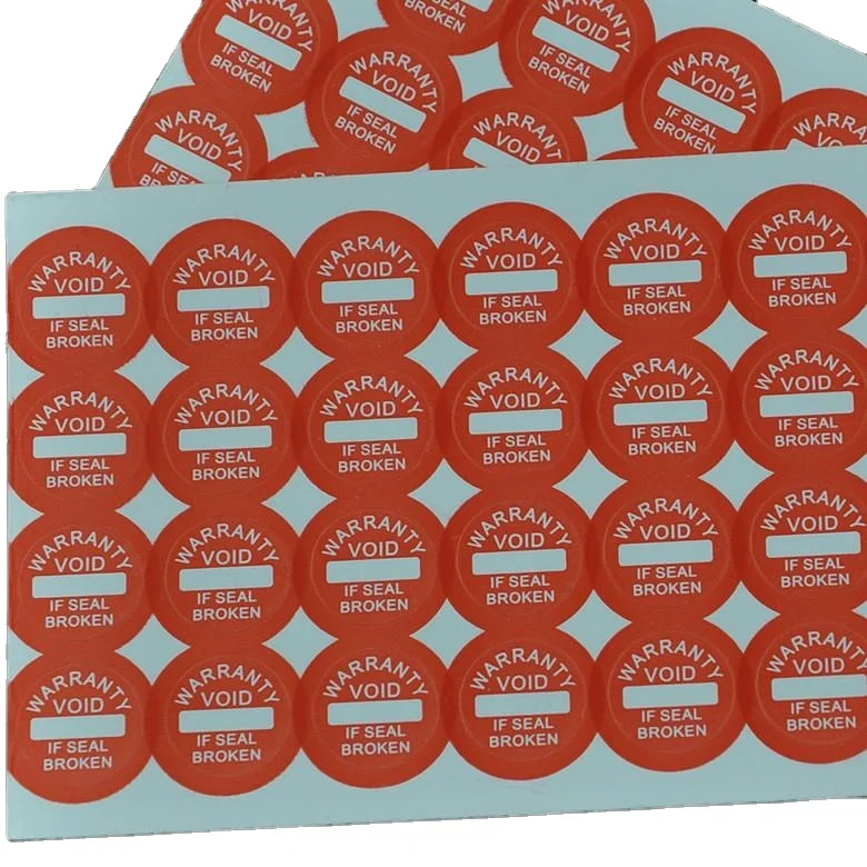 Destructive Vinyl Label Round Warranty Expired Date Egg Shell Stickers