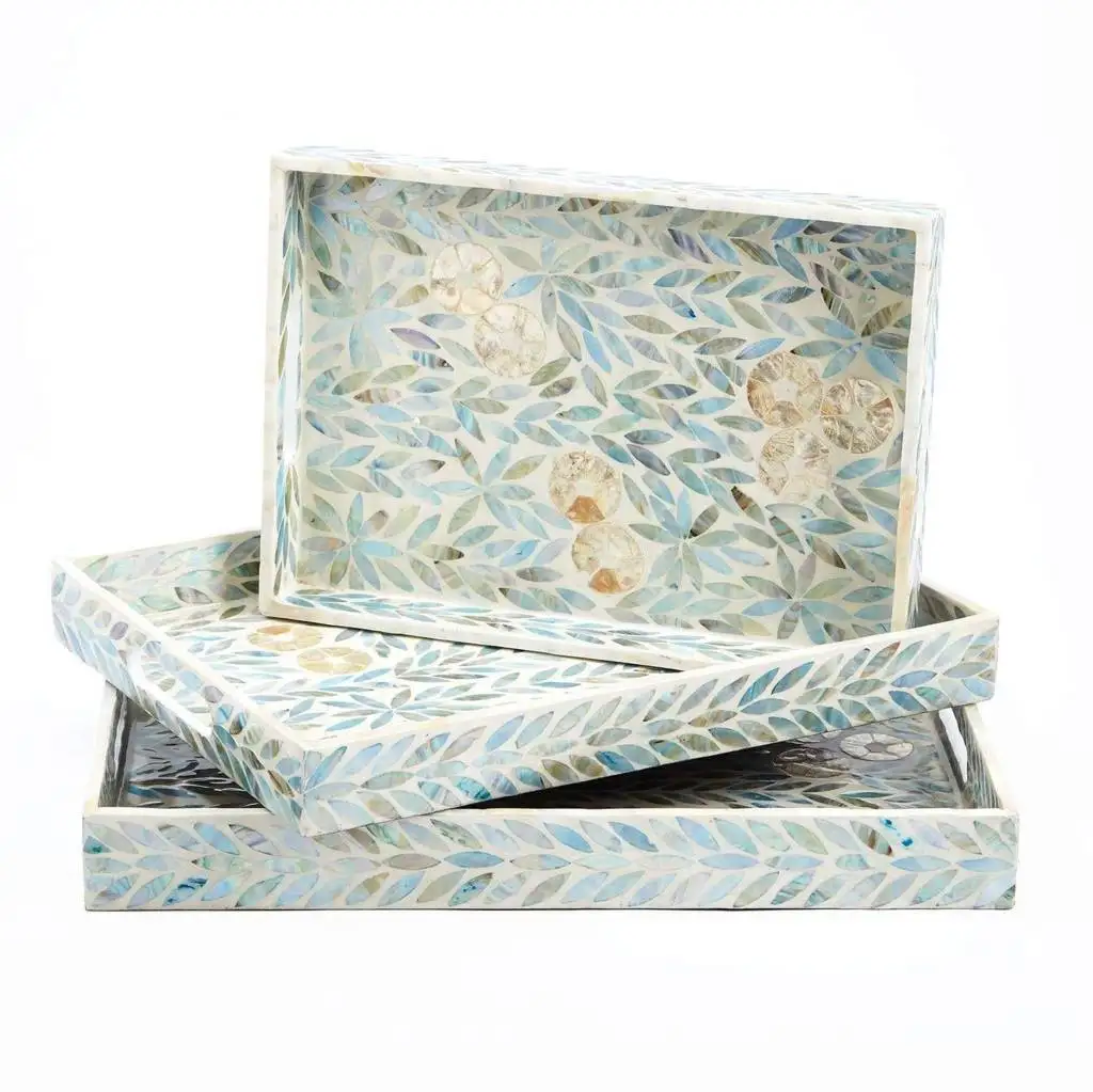 Business Gifts Luxury Decorative Trays Custom Home Wholesale Quality Mother Pearl Tray Handmade Modern Hathai Lacquer