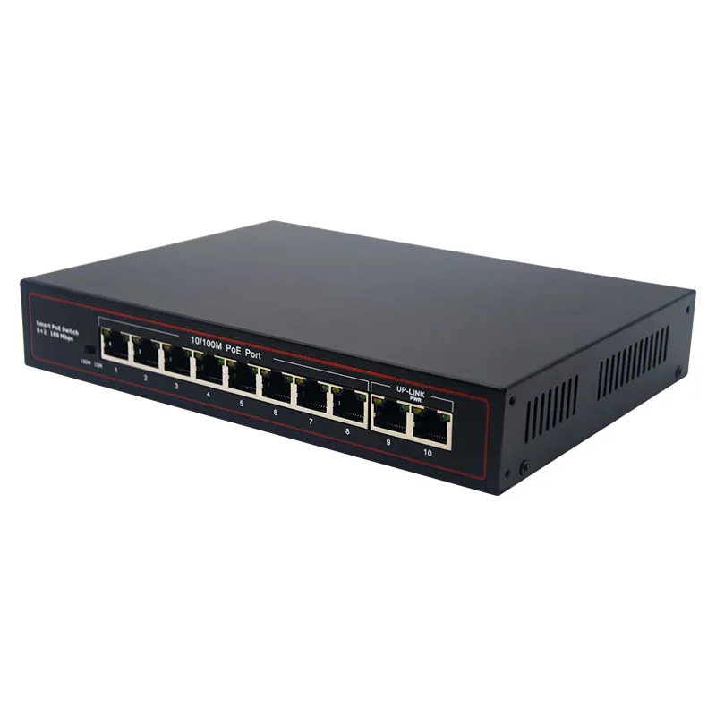 OEM/ODM  POE Switch  unmanaged 12V/24V 10/100Mbps 8 PoE ports with 2 10/100Mbps uplink ports POE Switch