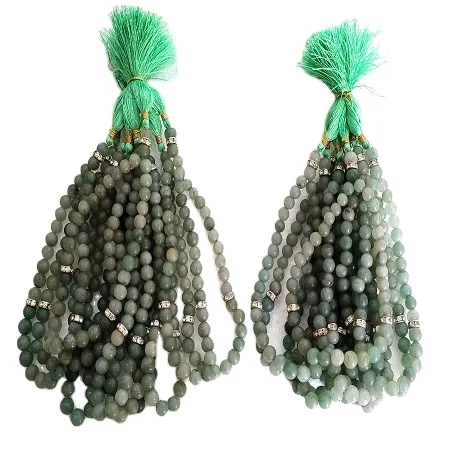 wholesale agate Natural Stone Crystal Carved  Green Aventurine 33 Beads Muslim Prayer Islamic Mala Islamic prayer mala for sale