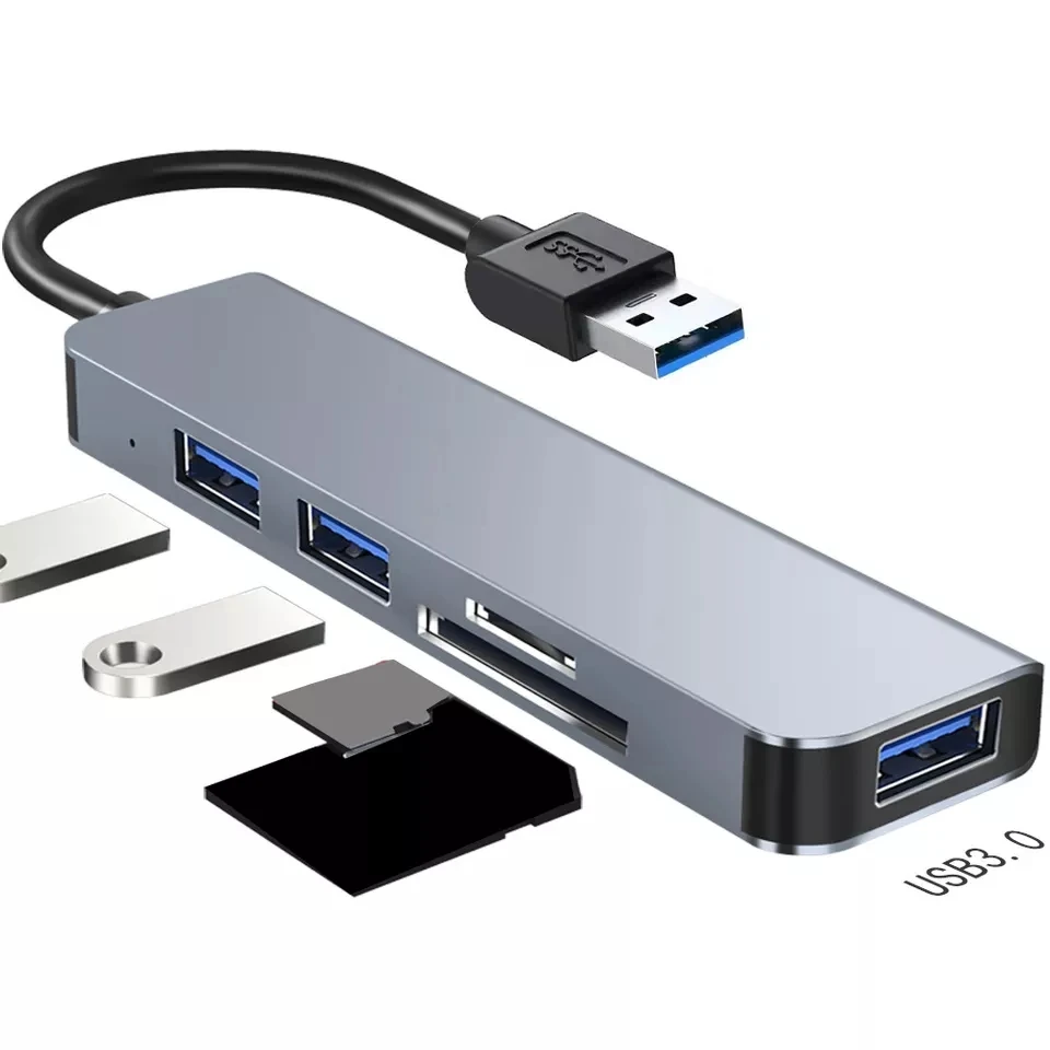 5 in 1 USB Hub 3.0 4 Ports 5Gbps USB HUB OEM Splitter Adapter SD TF Reader Computer USB Data Type C Hub Dock