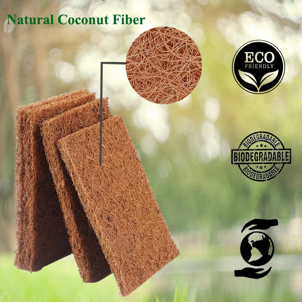 Natural eco friendly compostable biodegradable coconut kitchen scrubber fiber jaggy scrub pad cheap price