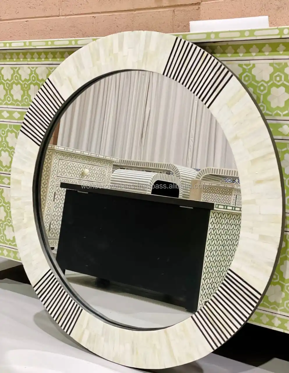 High Quality Direct Factory Sale Bone Inlay Mirror Frame Living Decorative Wall Mirror Bathroom Mirror by WONDER OVERSEAS