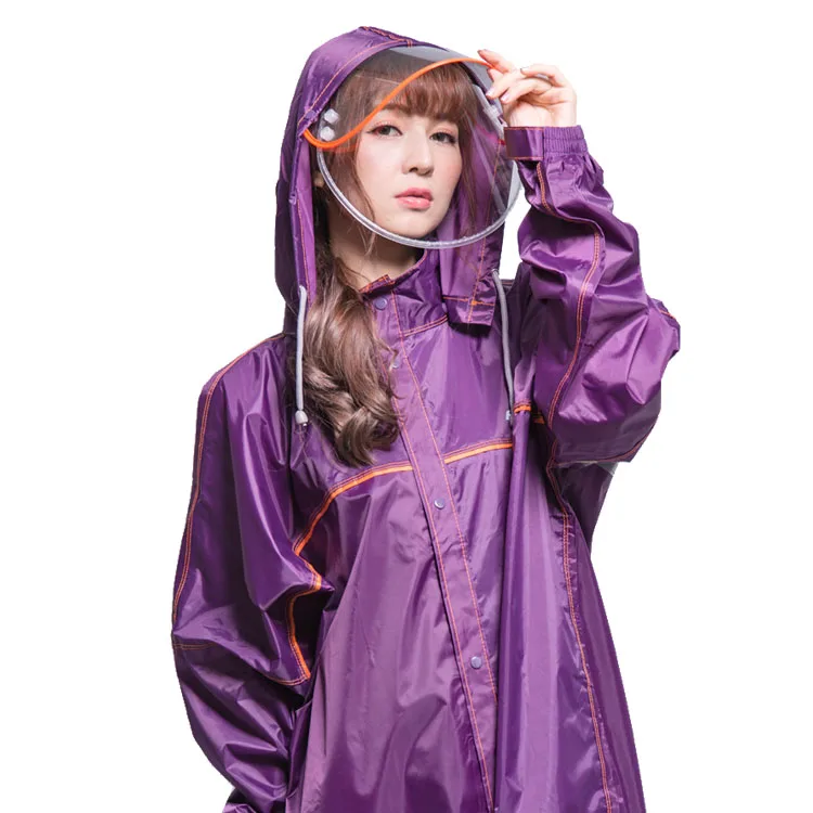 OEM Polyester Fabric PVC Coating Macaron Color Rainproof Anti Wet Hooded Rain Jacket Coat Cute Color Rainwear Rain Coat Motor Cy
