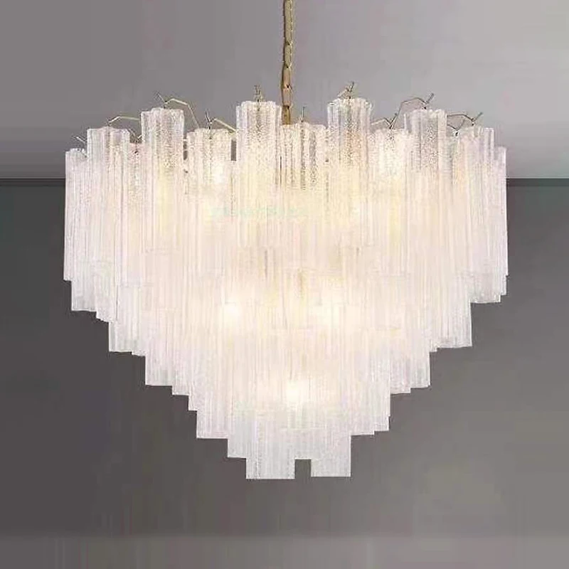 Italy design Large Clear Frost Glass Suspension lamp Classic Murano Pink glass ceiling chandelier