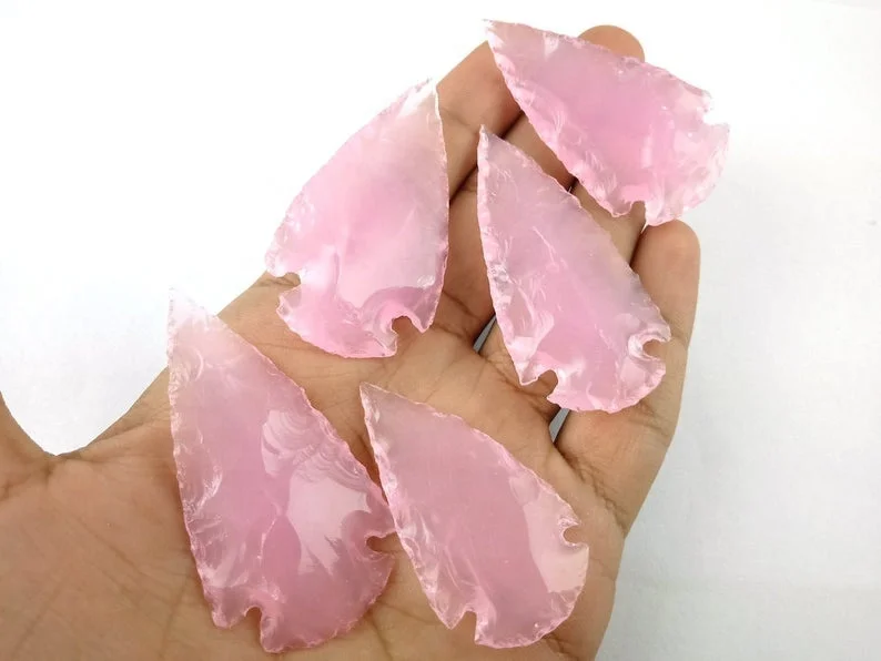 Rose Quartz Crystal Moon Shape Arrowhead Crescent Moon Arrowhead Wholesale Arrowhead For Sale