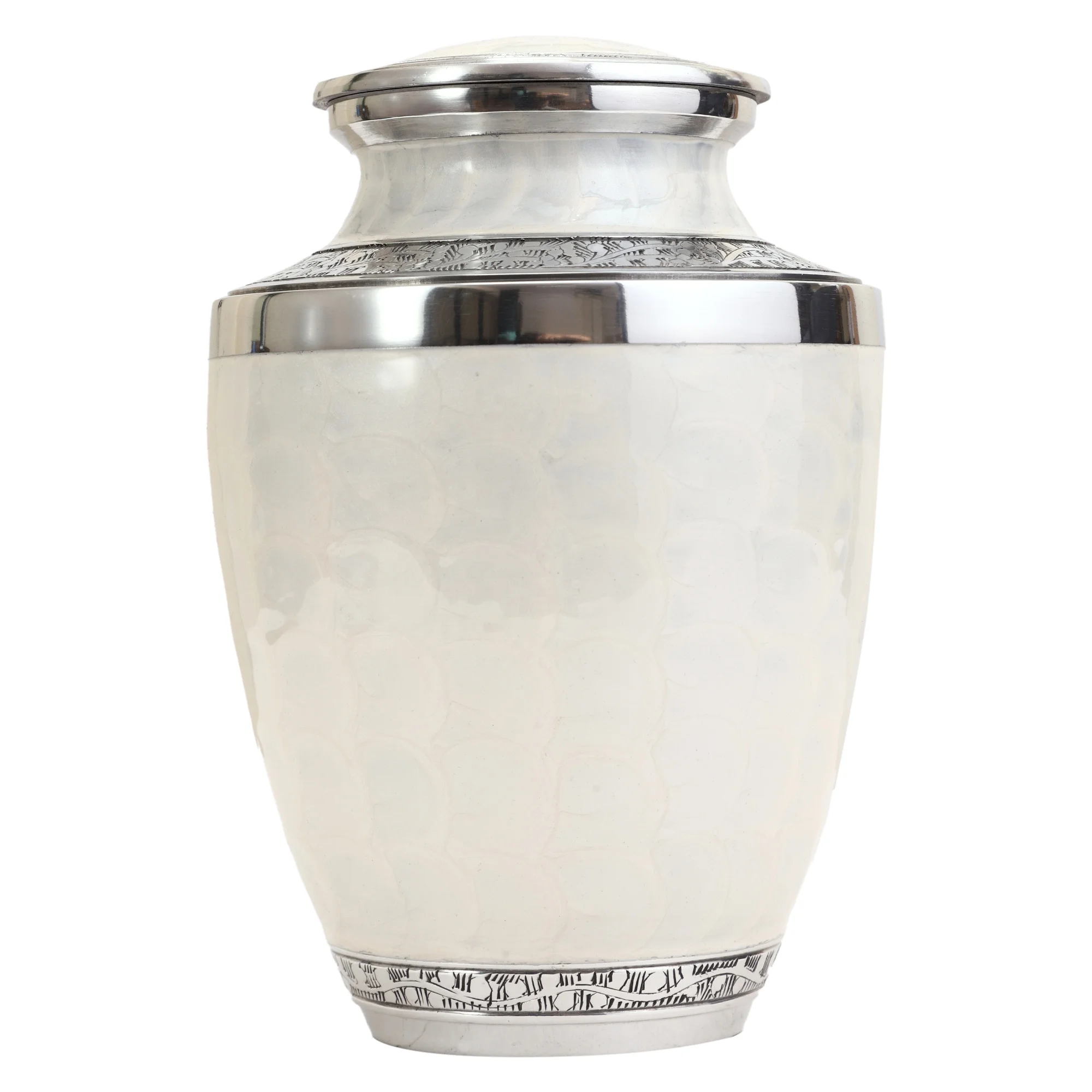 Top Amazon Selling Funeral Urns Classic Pearl White Design Aluminium Urns For Funeral Homes & Directors Wholesale