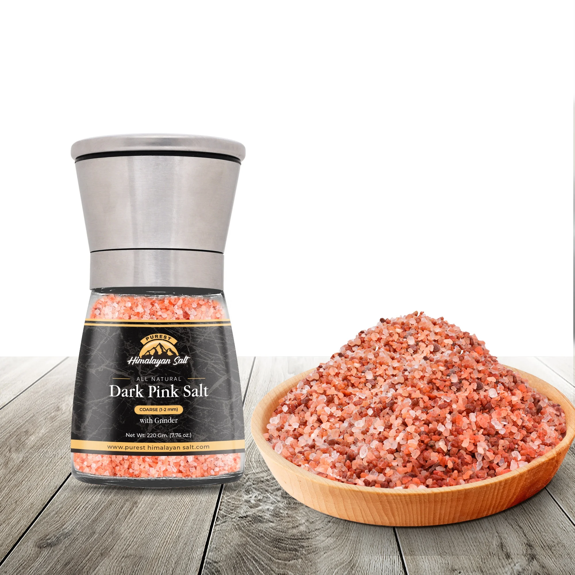 Мельница для соли отличного качества Гималайская темно-Розовая Соль грубая 2-5 мм в 120 граммов (4 23 унции) регулируемая стеклянная мельница