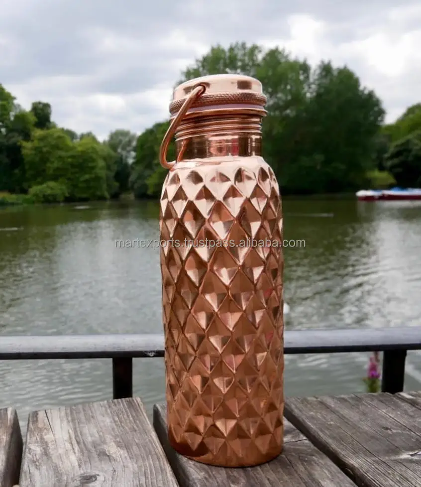 High Quality Pure Copper Water Bottle available in Different Styles with Premium Packaging