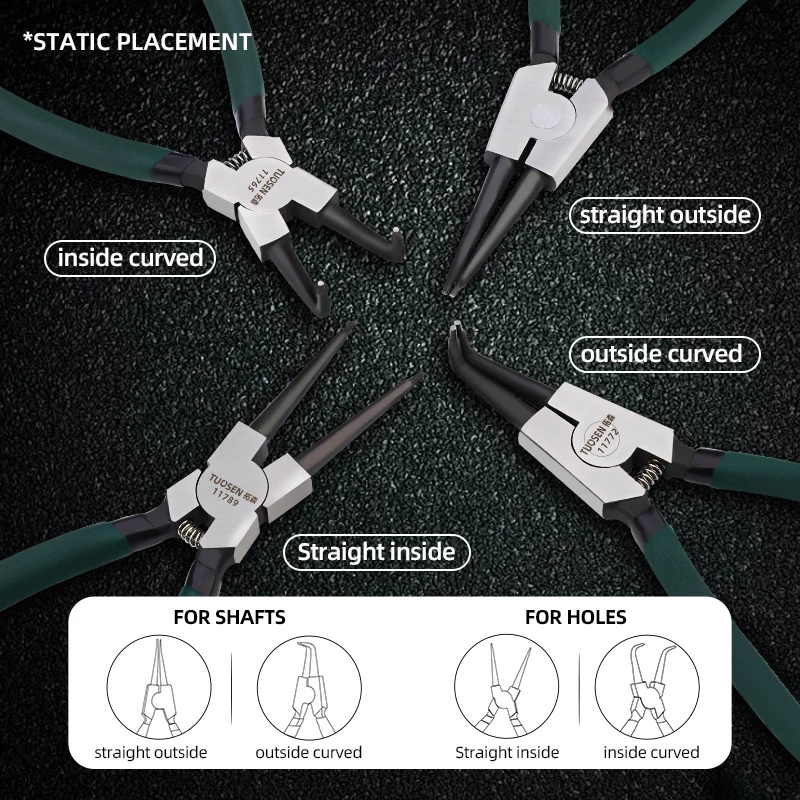 7 Inch Snap Ring Pliers Internal/External Circlip Pliers Spring Loaded Pliers for Hoses Gaskets Ring Remove