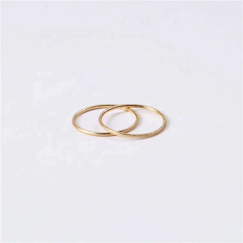 Women 18K Plain Gold Matt Surface Dainty Rings Stainless Steel Trendy Simple Gold Plated Jewelry