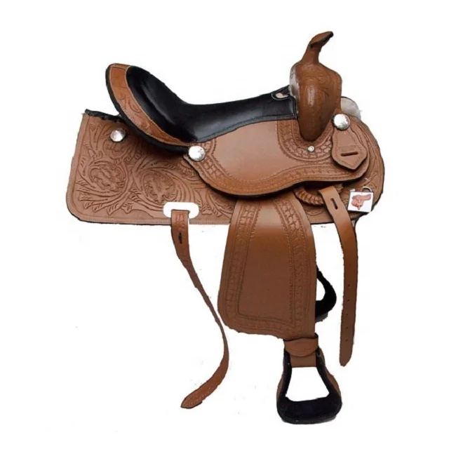 Horse Trail Leather Western Saddle Padded Seat.
