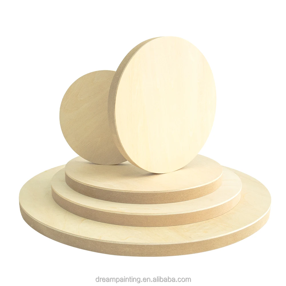 20CM Diameter Wooden Art Panel Round Unfinished Wooden Canvas Painting Board Blank DIY Crafts Wooden Tray